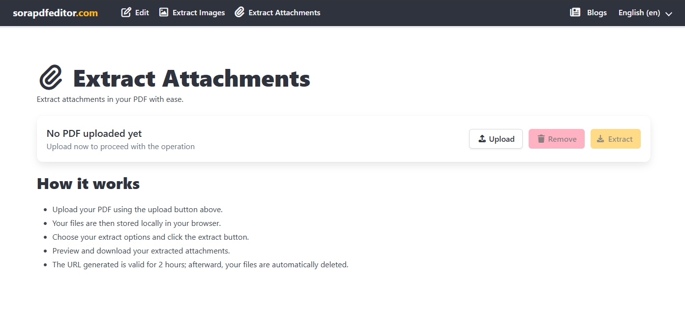 Extract attachments Page Display