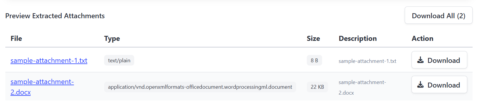 Extract attachments Page Preview Area