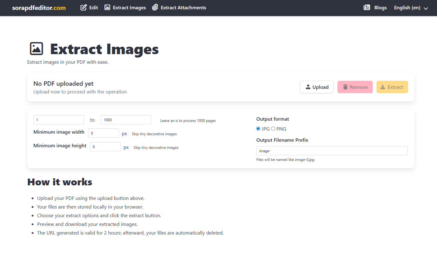 Extract Images Page Display