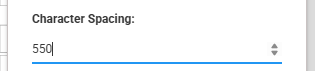 Character spacing value being adjusted in the inspector panel