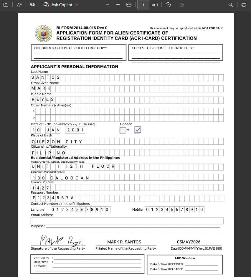 Completed government PDF form ready to download